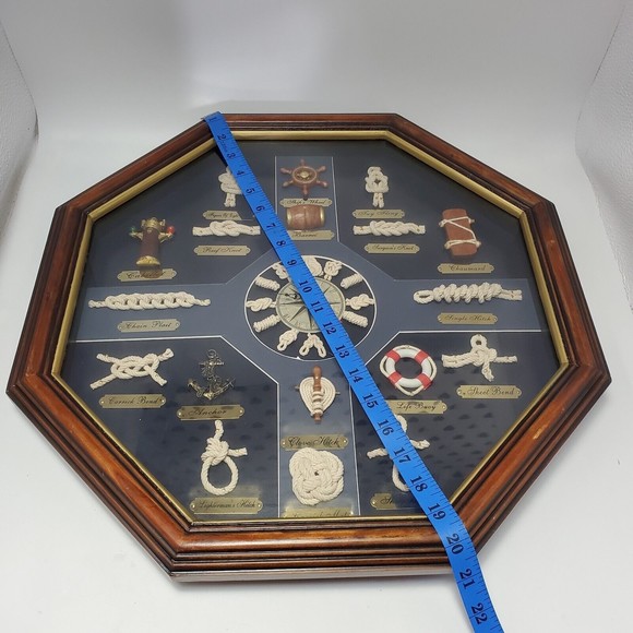 Decorative Wall Clock With Nautical Knots Wall Hanging 3D Shadow Box Ship Decor - Picture 4 of 12